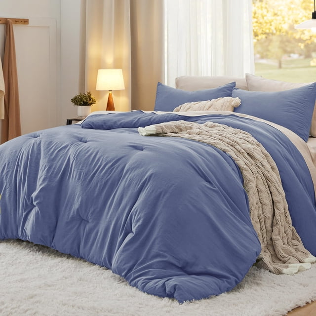 Juego de edredón Bedsure California King Blue de 3 piezas