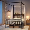thumbnail image 4 of EnHomee Twin Size Canopy Bed Frame with Headboard Canopy Metal Bed Frame with 4 Removable Posts Platform Metal Canopy Bed, Curtain Not Included, Black, 4 of 7