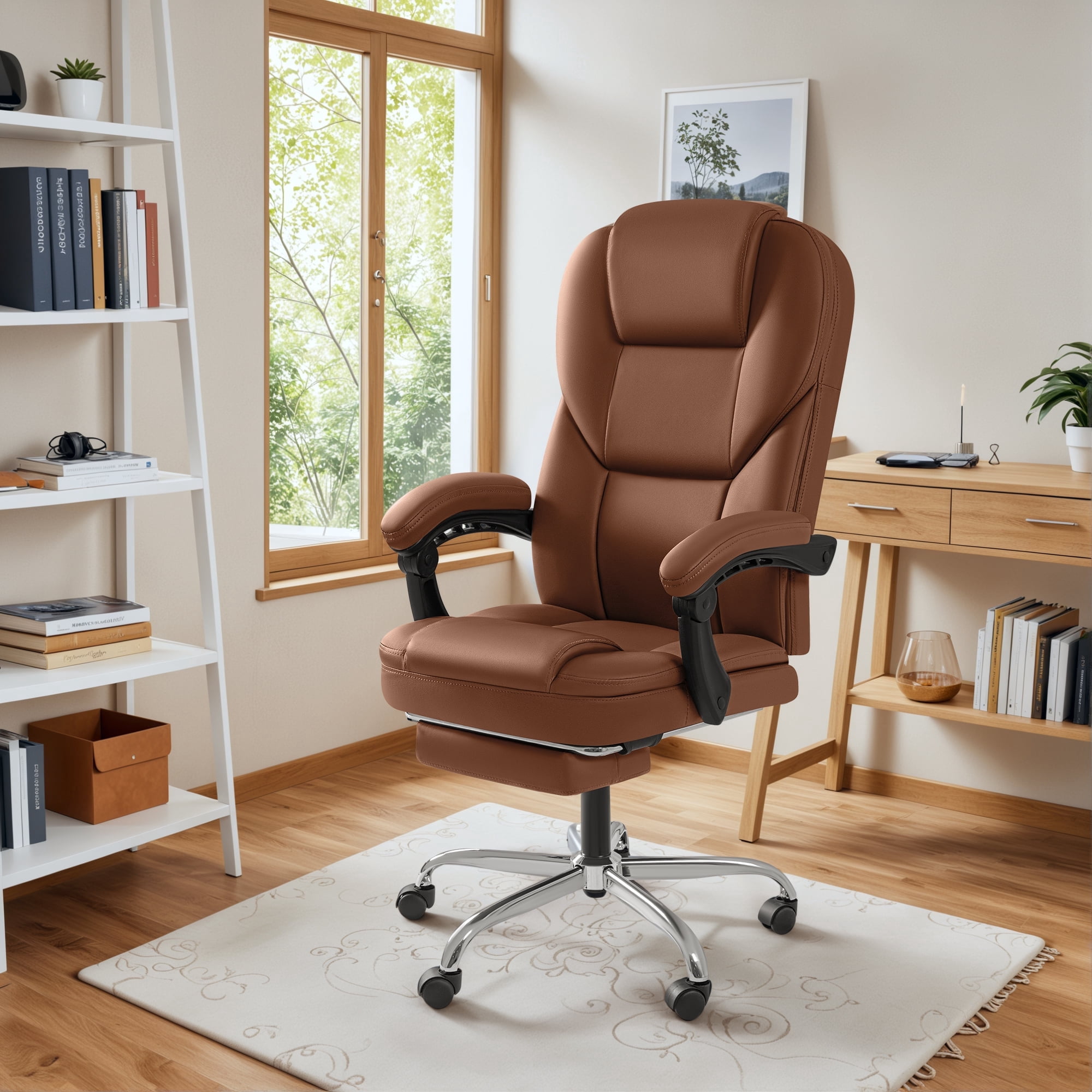 Homall Angle Height Adjustable Office Chair&nbsp;Reclining Computer Chair Ergonomic Executive Leather Chair Support 8 Hours Heavy Duty Design,Brown