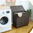 thumbnail image 5 of CHERISHGARD Laundry Hamper 135L Handwoven Rattan Laundry Basket with Lid & Heightened Feet 3 Removable Liner Bags 26x13x26 Inches, 5 of 7