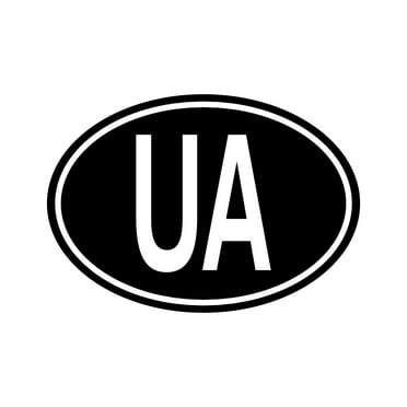 Ukraine Oval Sticker Decal Die Cut - Self Adhesive Vinyl - Weatherproof - Made in USA - Many Color and Sizes - country code ua