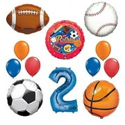 Mayflower Distributing Ultimate Sports Theme 2nd Birthday Balloon Decorating Kit, Blue, 8 Pieces