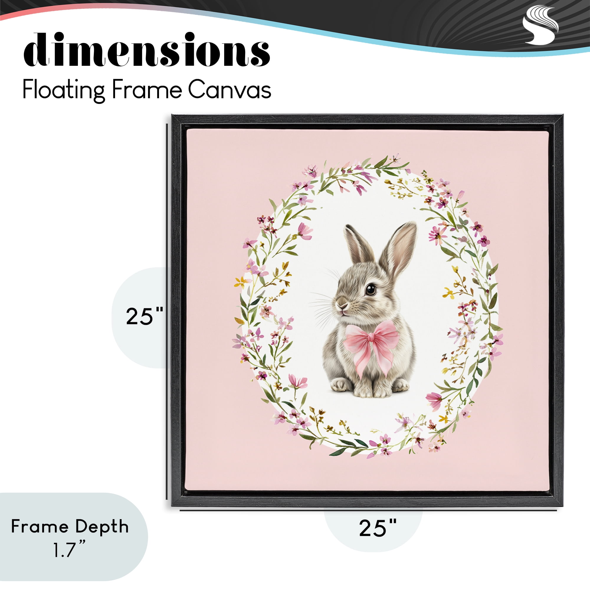 Stupell Industries Blush Pink Bunny Black Framed Floater Canvas Wall Art, design by Christine Simpson Art