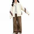 thumbnail image 2 of Coerni Big Boys Girls 2 Pcs Sweatsuit Stand Collar Zip Up Jacket and Wide Leg Pants Set Casual Sporty Matching Tracksuit Outfit Fall, 2 of 5