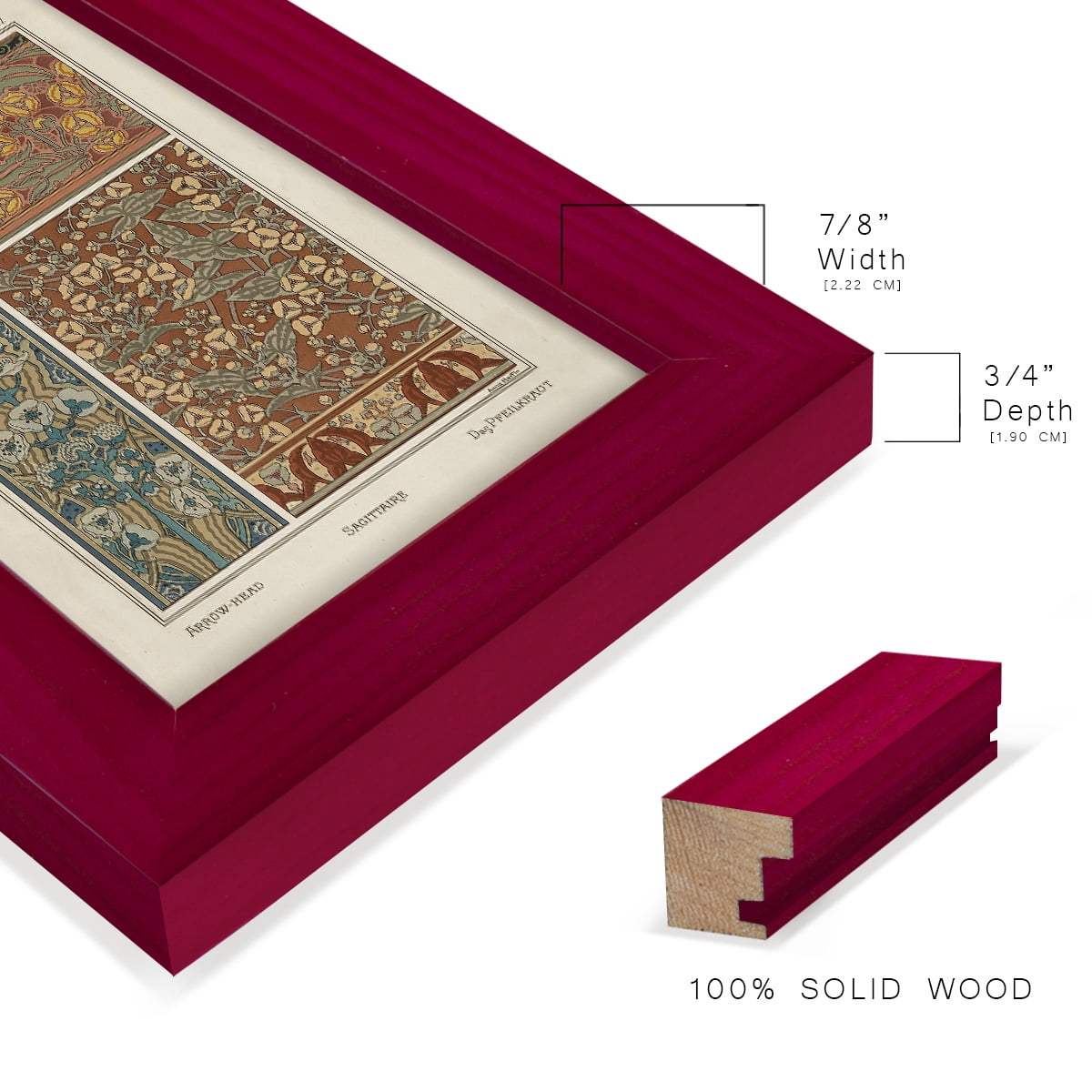 Nouveau Decorative II - Framed Print w/glass - Cherry Red