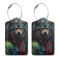 thumbnail image 3 of Fuzoiu Vintage Wolf Warrior Print Premium Leather Luggage Tag,Travel Accessory,Luggage Tag for Suitcase Baggage Handbag Travel Bag,Name Card & Privacy Cover-4 PCS, 3 of 5