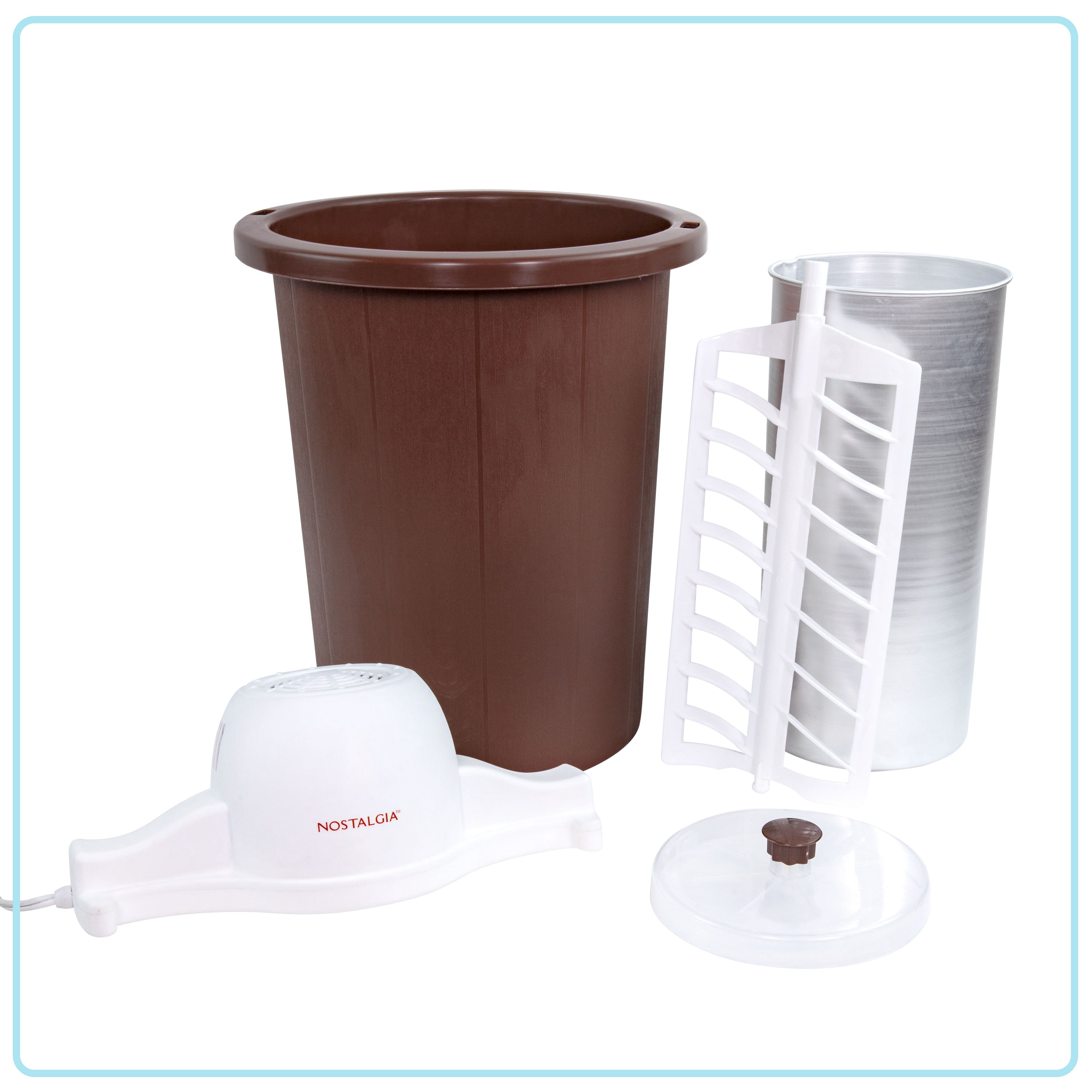 Nostalgia 6-Quart Ice Cream Machine, Parlor Style Electric Ice Cream Maker, White and Dark Brown