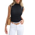 thumbnail image 2 of Camiseta corta Tankaneo para mujer, sin mangas, cuello alto, color negro, 2 of 7