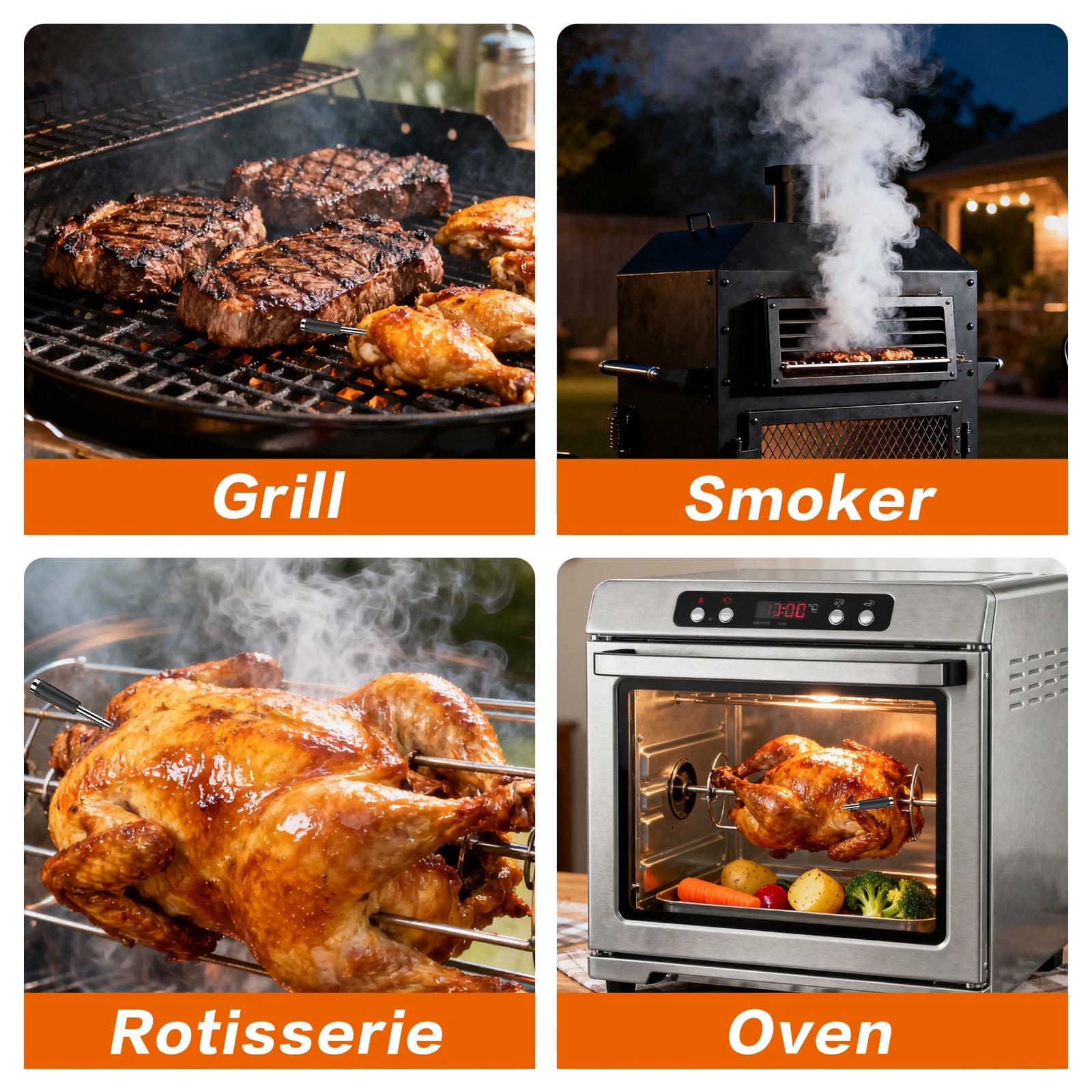 Smart Bluetooth Wireless Meat Thermometer,Standalone Display Base,Food Thermometer for BBQ,Oven,Smoker,Grilling(Single Probe)