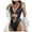 Black, variant on QLEICOM Womens Swimsuits Tummy Control Plus Size Swimsuit Coverup Lady Splicing Push-Up Bra Bikini Beach Set Swimsuit Swimwear Silver L