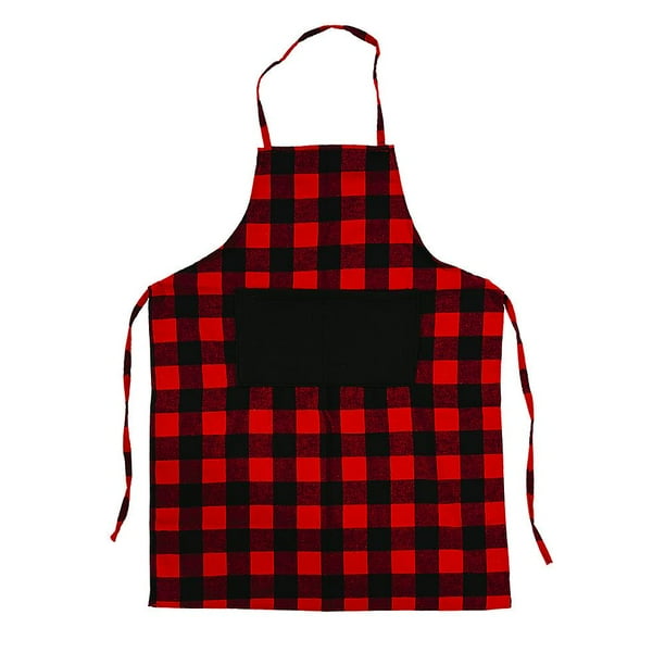 Delantales a cuadros negros y rojos, delantales clásicos con estampado a cuadros de leñador, delantales con pechera con cuello ajustable para hombres y mujeres, adecuados para cocinar en la cocina