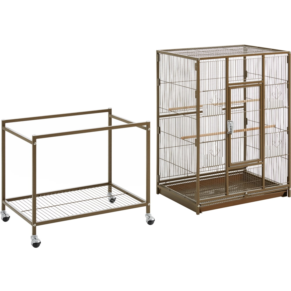 Alden Design 54" Metal Rolling Bird Cage with Detachable Stand, Palmer Green