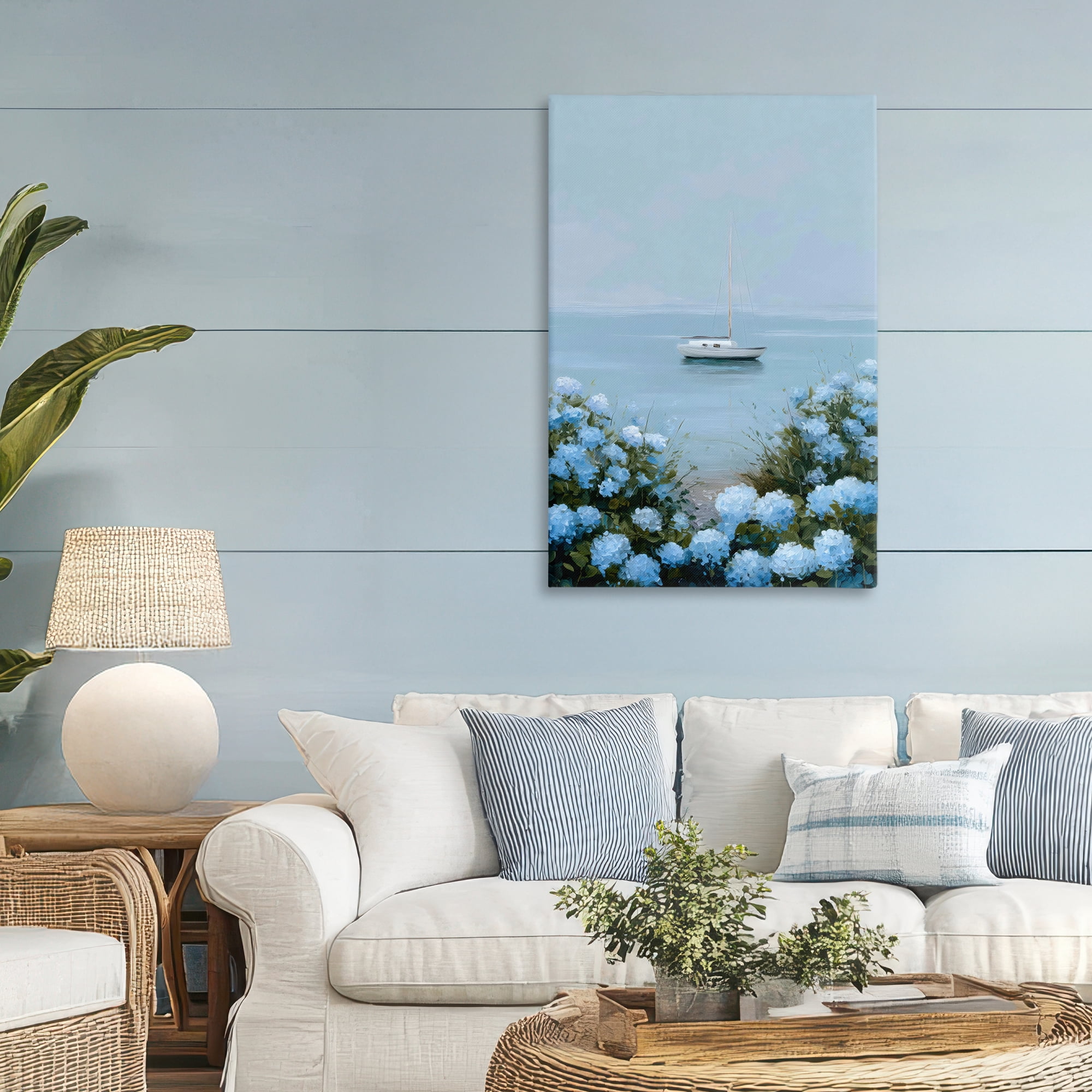 Stupell Industries Yacht in Floral Bay Canvas Wall Art, design by Petal Prints Design