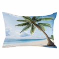thumbnail image 2 of Beach Palm Tree Throw Pillow Cover, Pillowcase Protectors with Zipper, Breathable Decorative Lumbar Pillow Case Cover, Ocean Coastal Sky Nature Scenery Pillow Shams for Couch Sofa 12x20Inch, 2 of 8