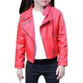 thumbnail image 2 of ATOGUTA Girls Fashion PU Leather Motorcycle Jacket for Kids Motorcycle Biker Leather Jackets Red, Size 3T-13, 2 of 4