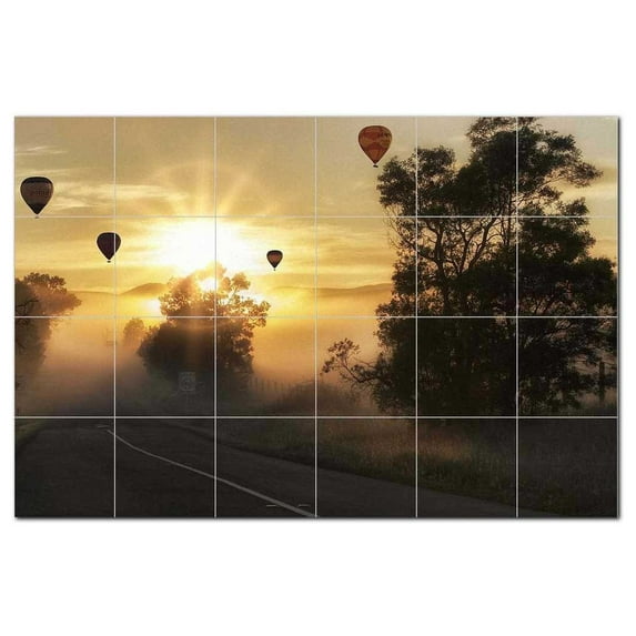 Hot Air Balloon Ceramic Tile Mural Kitchen Backsplash Bathroom Shower, 400678-XL