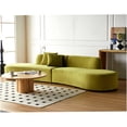 thumbnail image 6 of 132 Inch Olive Green Velvet Curved Sofa, 6 Seater Half Moon Couch with Pillows, Modern Luxury Sofa for Living Room, Apartment, 6 of 8