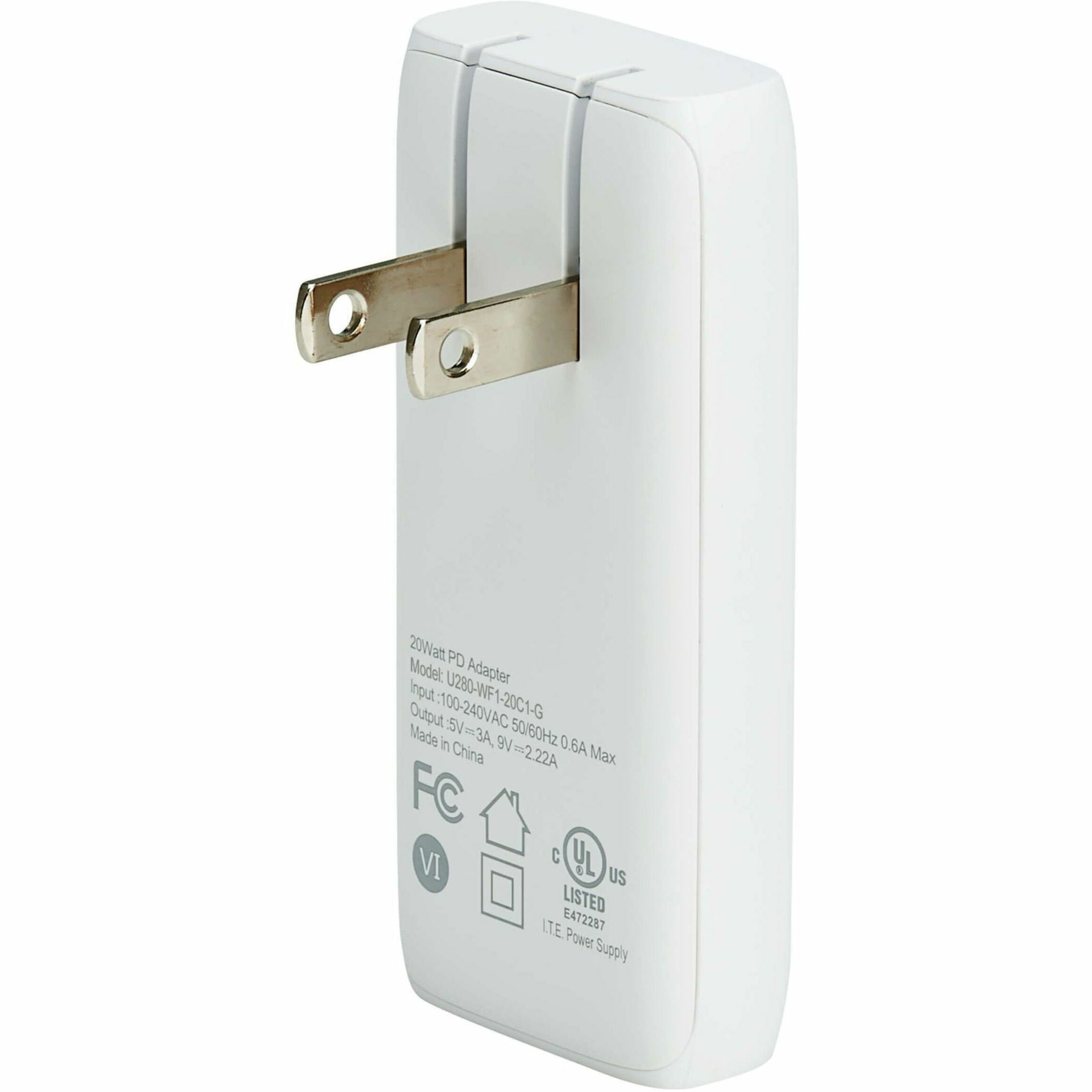 Eaton Tripp Lite Series Flat 1-Port USB-C Wall Charger - GaN Technology, 20W PD 3.0 Charging, White (u280-wf1-20c1-g)