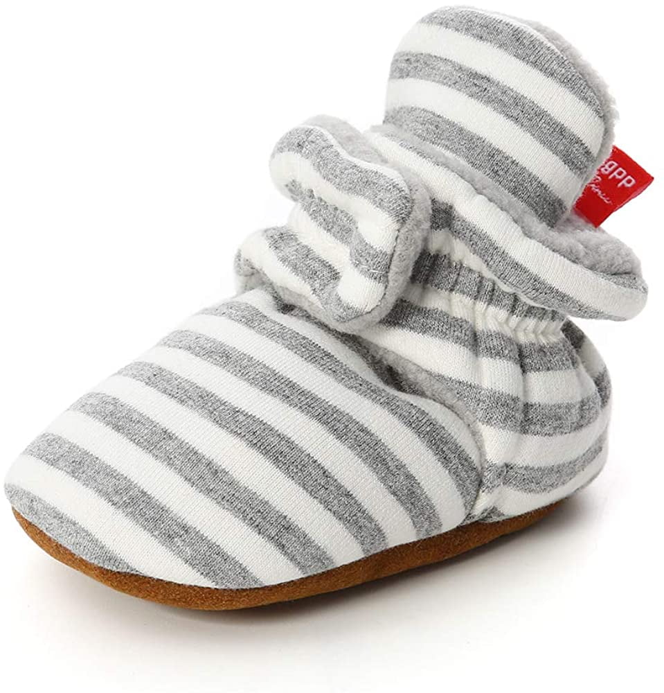LAFEGEN Baby Booties for Boys Girls with Soft Lining Non Slip Gripper Newborn Infant Slipper Socks Toddler First Walker Crib Shoes 0-18 Months 