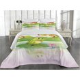 thumbnail image 2 of Ambesonne Colorful Quilted Coverlet 3 Pcs, Frog on Water Lily Art, King Size, Multicolor, 2 of 4