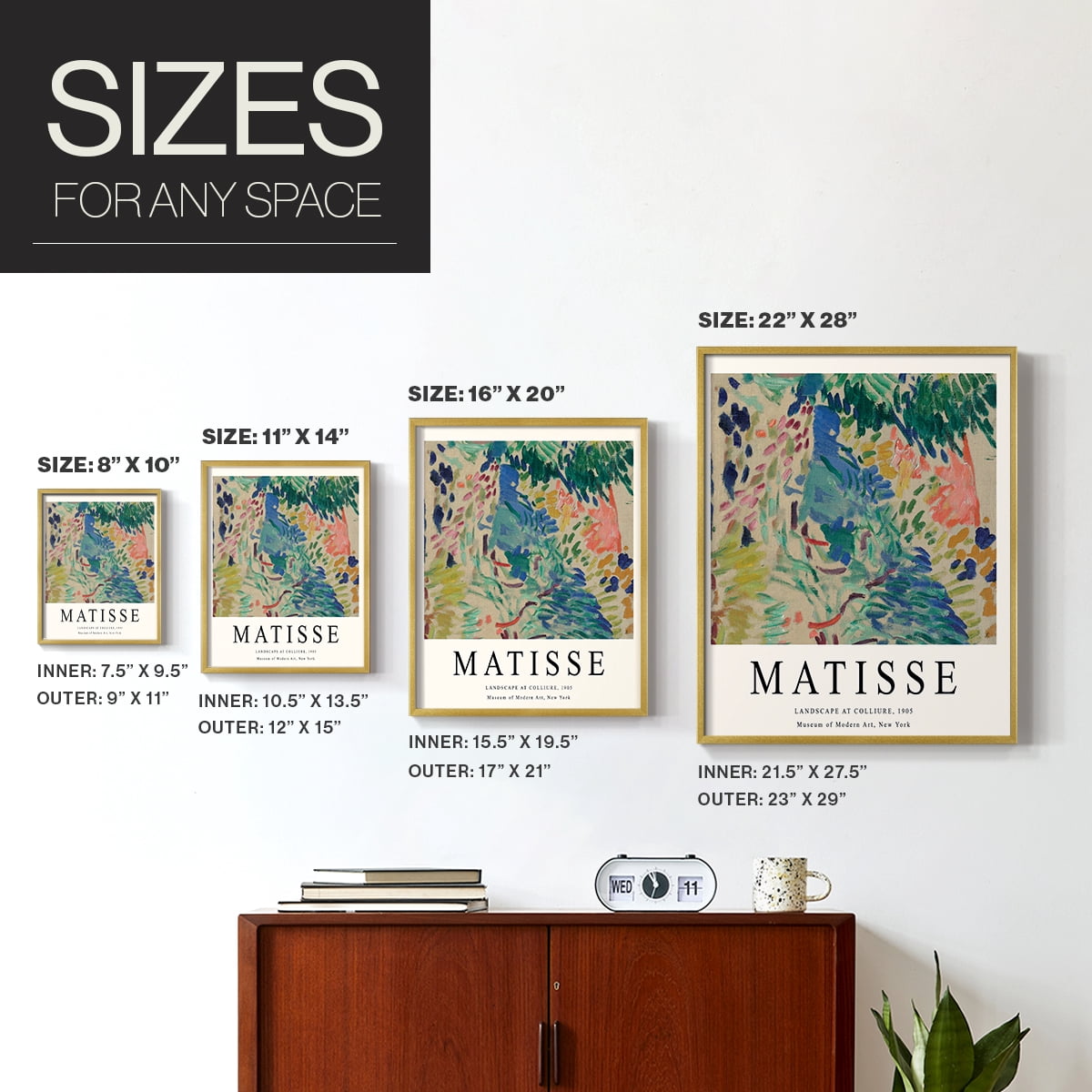 Matisse CDXCIII in Gold Solid Wood Framed Print No Nail Hanging