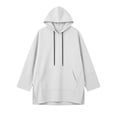 thumbnail image 5 of Asxite Women Fall Winter Tops Round Neck Long Sleeve Hooded Drawstring Side Slit Pocket Loose Pullover Solid Shirts, 5 of 7