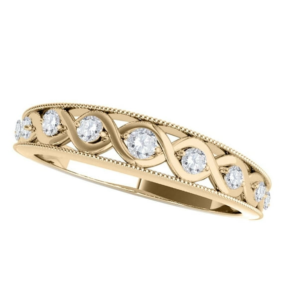 Mauli Jewels 0.15 Carat Round Antique Diamond Wedding Band for Women | 14K Solid Rose Yellow White Gold |Lightweight Diamond Bridal/Engagement Jewelry Collection