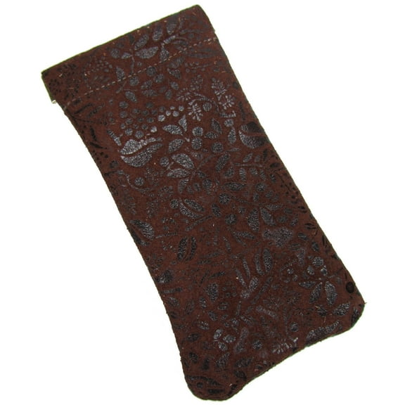 MTL Leather Eyeglass Holder and Case USA Made, Floral Brown