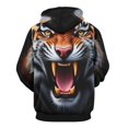 thumbnail image 3 of Fierce Tiger Roar Design Men's Women Vintage 3D Hooded Sweatshirt - All-Season Loose Fit Streetwear, 3 of 6