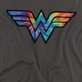 thumbnail image 2 of Wonder Woman Wonder Woman Tie Dye Logo Women's T Shirt, Charcoal, Small, 2 of 6