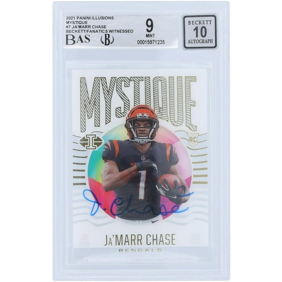 Ja'Marr Chase Cincinnati Bengals Autographed 2021 Panini Illusions Mystique #MY-7 Beckett Fanatics Witnessed Authenticated 9/10 Rookie Card - Fanatics Authentic Certified