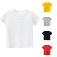 thumbnail image 4 of Toddler Kids Boys Girls Short Sleeve Basic T Shirt Casual Summer Tees Tops Solid Color, 4 of 5