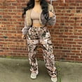 thumbnail image 2 of IROINNID Women's Cargo Pants High Waist Straight Tube Multicolor Camouflage Cargo Pants,Camouflage, 2 of 8