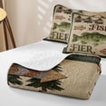 thumbnail image 4 of Feelyou Tribal Western Country Fishing Twin Quilt Set for Men Boys, Vintage River Animal Twin Coverlet Set, Brown Green, 2pcs, 4 of 7