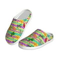 thumbnail image 2 of Daiia Multicolored Tropical Print Women’s Fuzzy Slippers Memory Foam Lightweight House Shoes Cozy Loafer Flannel House Shoes-46/47, 2 of 7