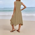 thumbnail image 6 of Women's Swimsuit Coverup Casual Sleeveless V Neck Beach Long Dress Summer Solid Color Irregular Hem Loose Mid Dress, 6 of 8