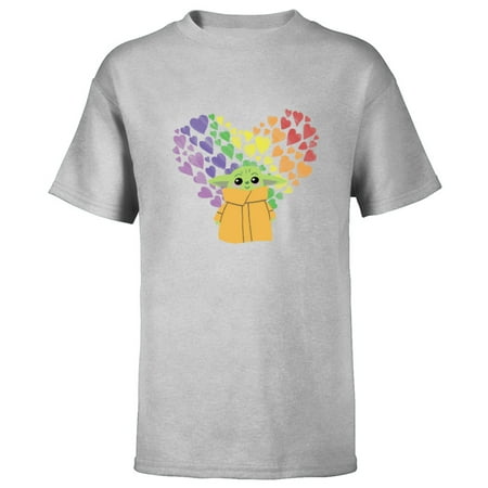 Star Wars The Mandalorian The Child Rainbow Hearts - Short Sleeve T-Shirt for Kids - Customized-Athletic Heather