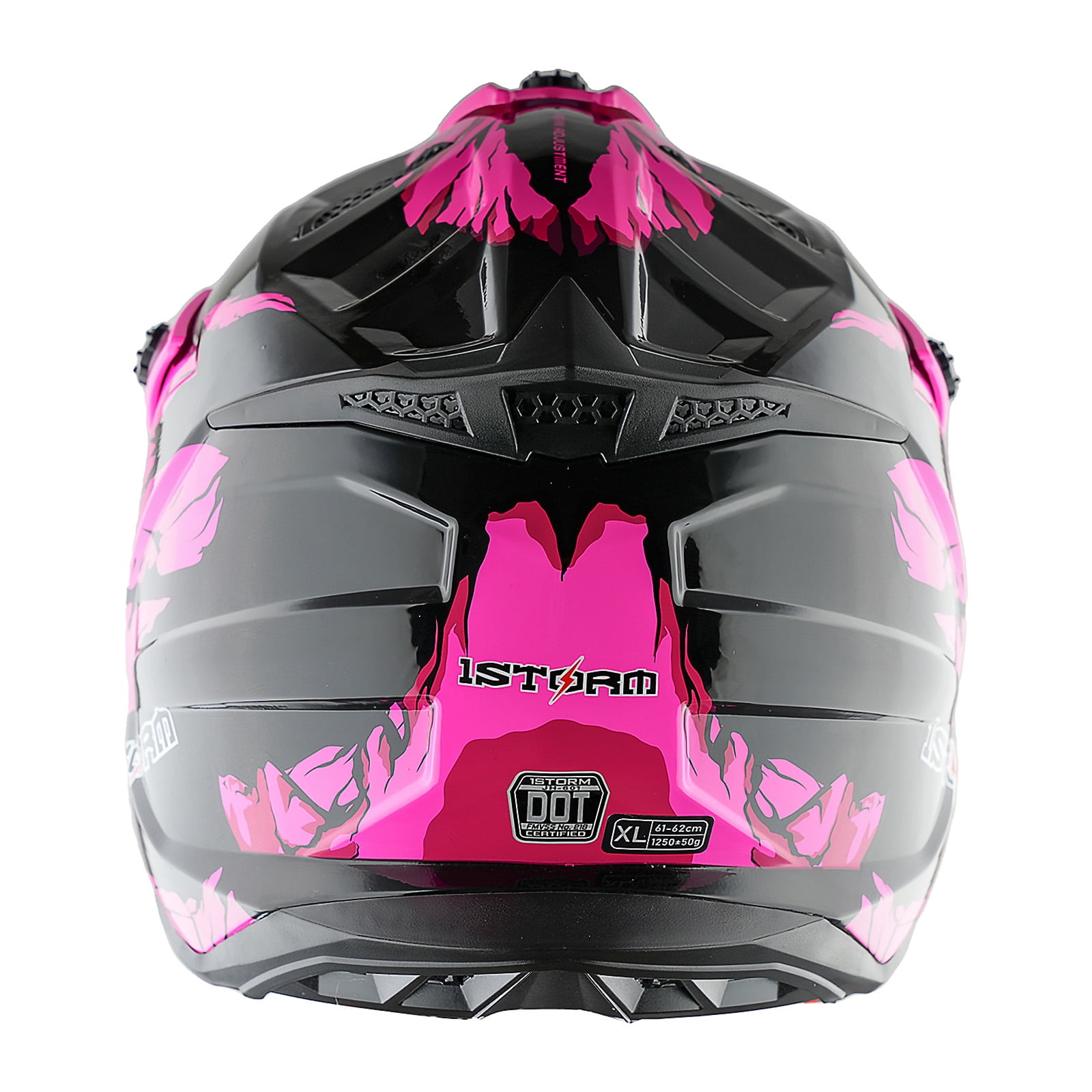 1Storm Adult Motocross Helmet ATV Dirt Bike BMX MX Downhill Mountain Helmet Track Style JH601; Dinosaur Pink