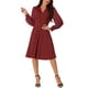 thumbnail image 2 of Vestido envolvente para mujer INSPIRE CHIC con cuello en V, mangas largas de linterna, vestido midi con puntos suizos y bolsillos en color rojo vino, talla S, 2 of 6