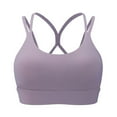 thumbnail image 5 of Wang6 Womens Spaghetti Strap Cropped Camisole Wireless Workout Sports Bras Seamless Padded Longline Bras Racerback Yoga Fitness Gym Tops Purple L, 5 of 5