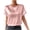Pink, variant on Women's Short Sleeve Satin Blouses Casual Loose Crewneck Silk Shirts Roll Up Sleeve Tunic Tops