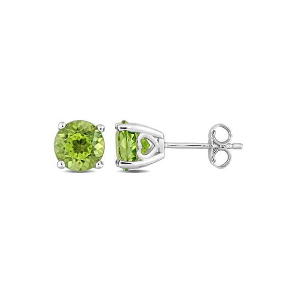 3.00 Carat (Ctw) Peridot Solitaire Stud Earrings in Sterling Silver for Women