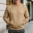 thumbnail image 2 of RongHuan Mens Crewneck Sweatshirt Fashion Fleece Pullover Kangaroo Pocket Fall Winter Long Sleeve Sweatshirts, 2 of 9