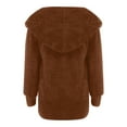 thumbnail image 5 of Dazajoo Fleece Jacket Women Winter Oversized Hooded Fuzzy Open Front Cardigans Fluffy Sherpa Hoodies with Pockets,Brown,XXL, 5 of 8