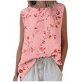 thumbnail image 2 of Womens T-shirts Sleeveless Round Neck Floral Printed Casual Tank Top Pink XXXL, 2 of 5