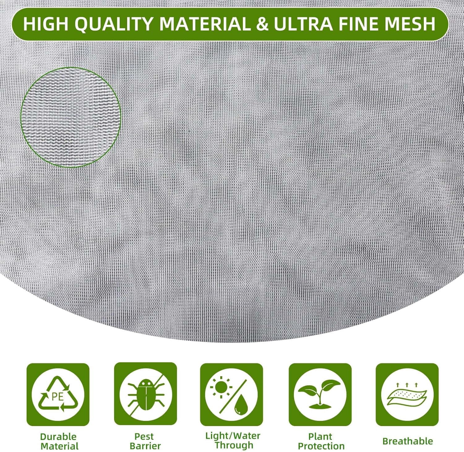 Garden Mesh Netting for Plants, 4 Pack Insect Bird Barrier Net Mesh with Drawstring, 3.3x2.6 FT Garden Bug Netting Plant Cover for Protect Fruit Tree Vegetable Flower