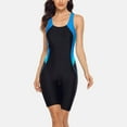 thumbnail image 4 of Women One Piece Printed Swimsuit Sports Racerback Athletic Training Swimwear Color Block, 4 of 7