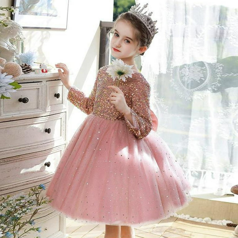 LUOGENLI Dresses for Girls 12 14 Years Old Toddler Kids Girls Cute Sequin Glitter Party Carnival Gown Princess Formal Dress Girls Dresses 5T 6 Dresses for Girls Size 14 16 Teen 5 6 Years Walmart