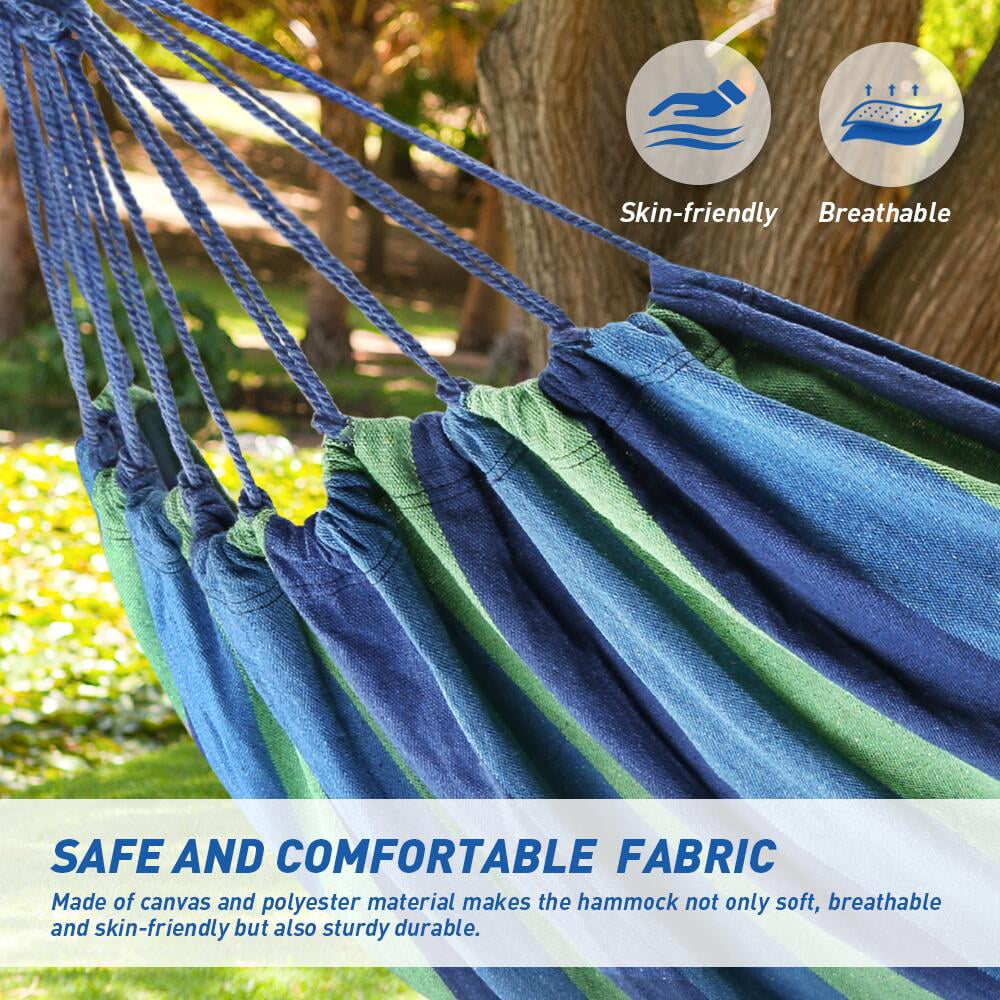 QUANFENG QF Hammock 2-Person Canvas Cotton Portable Camping Hammock, Support 440lbs, Blue