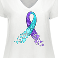 thumbnail image 4 of Inktastic Suicide Prevention Ribbon with Blue and Purple Hearts Women's Plus Size V-Neck T-Shirt, 4 of 5